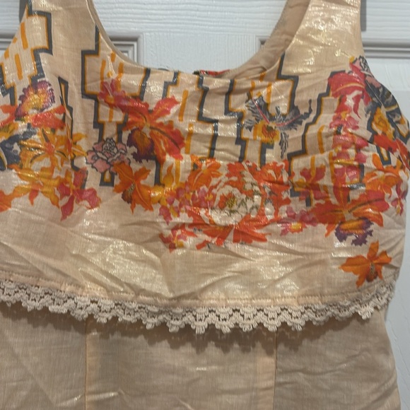 FREE PEOPLE BIG BANG Multicolor Floral Aztec Metallic Crochet Dress - Picture 2 of 4